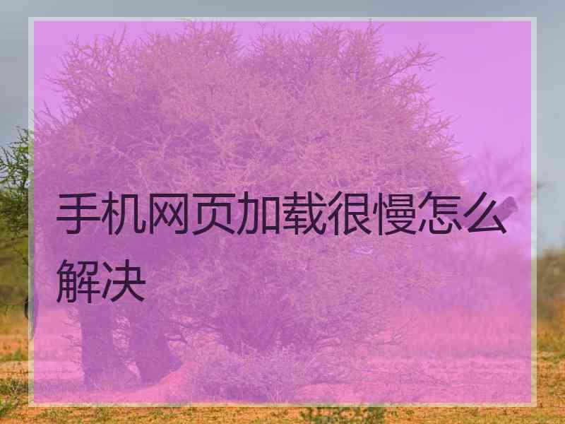 手机网页加载很慢怎么解决