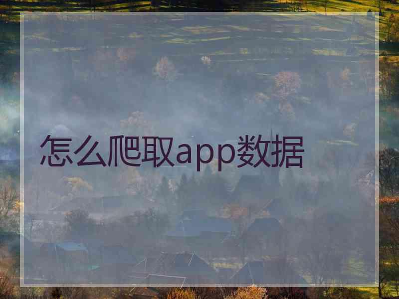 怎么爬取app数据