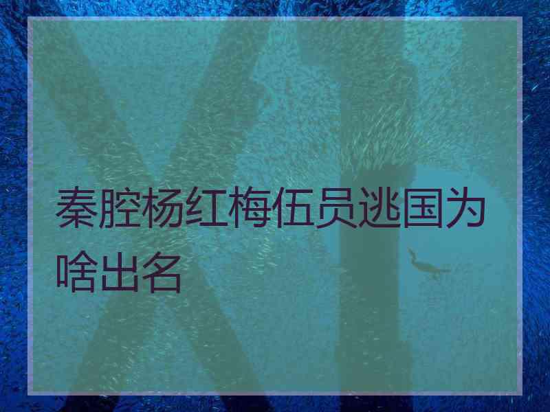 秦腔杨红梅伍员逃国为啥出名