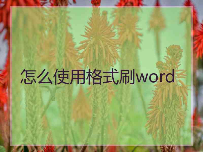 怎么使用格式刷word