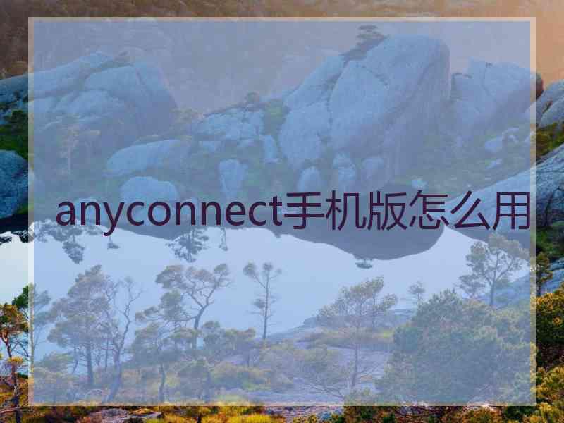 anyconnect手机版怎么用