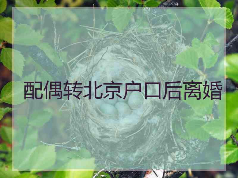 配偶转北京户口后离婚