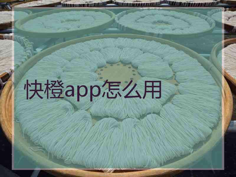 快橙app怎么用