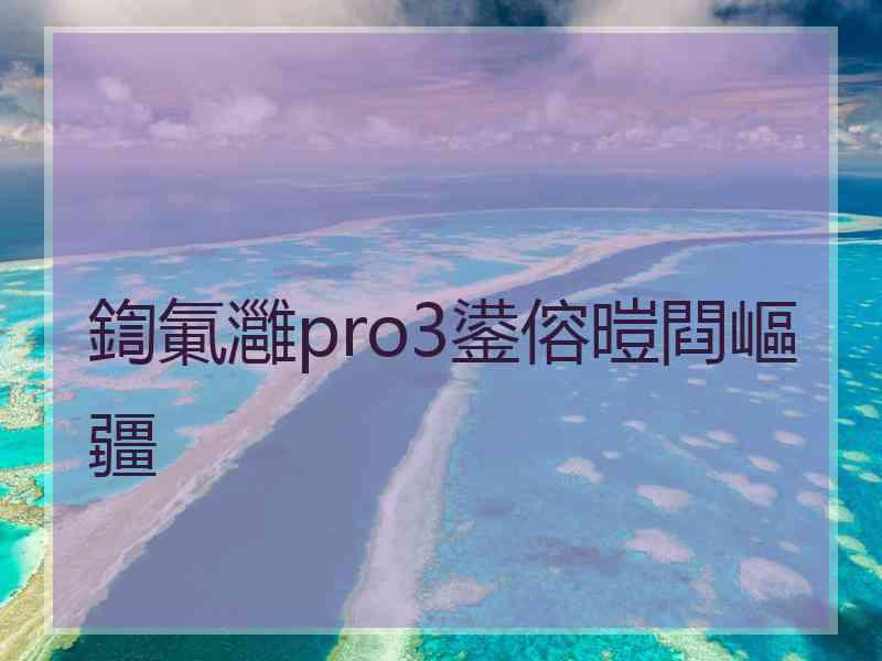 鍧氭灉pro3鍙傛暟閰嶇疆